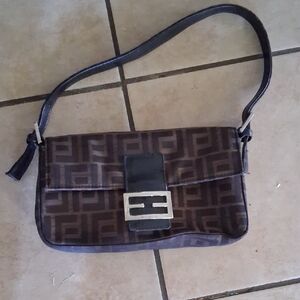Brown Geometric Shoulder Bag